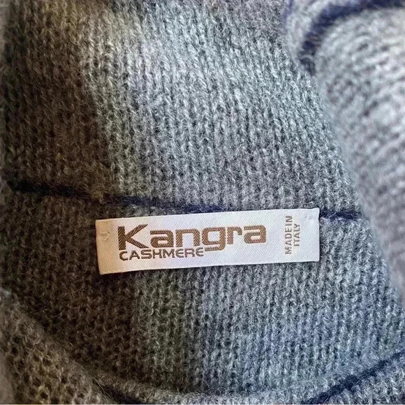 Kangra 100% Cashmere Turtleneck Sweater, Navy Blue & Gray, XS (Made in Italy) - Picture 2 of 11